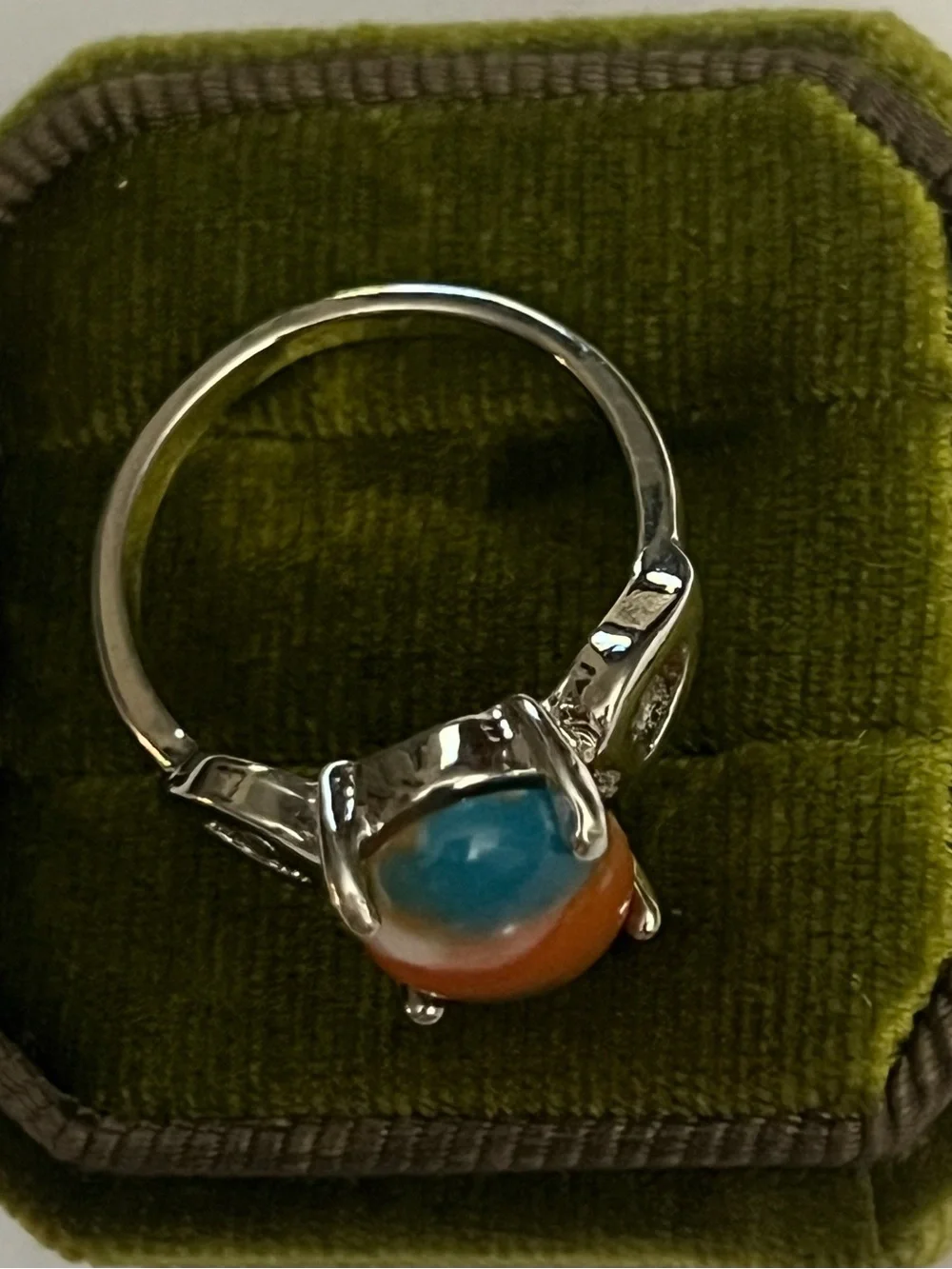 Elegant/Classic Titanium Steel Silver Multicolor Gemstone Heart Accents Ring S 9